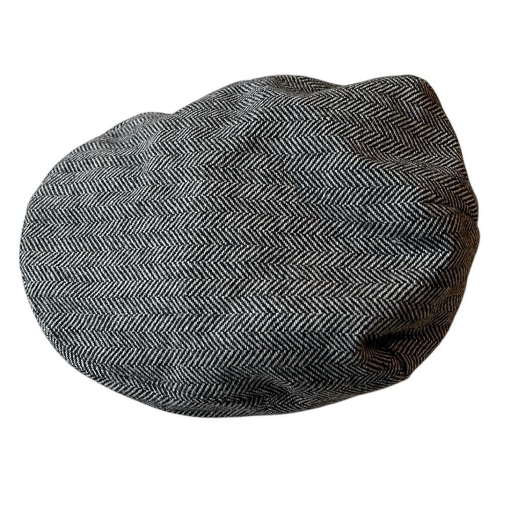 Jangoul Blk Paperboy Newsboy Cap Hat Cabbie Herringbone Design EUC Made in PR